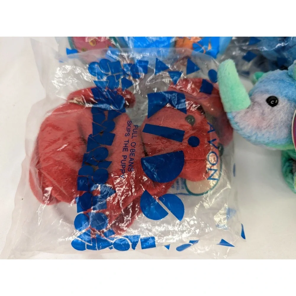 Avon Dapper Dinosaur Jumbo‎ Elephant Skip Puppy Rocky Rhino Bean Plush Lot of 4